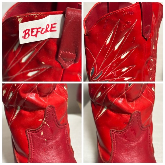 VTG DINGO Outwest Leather RED Inlay Coastal Cowgirl Boots 6.5 line dancing READ! - Picture 10 of 13